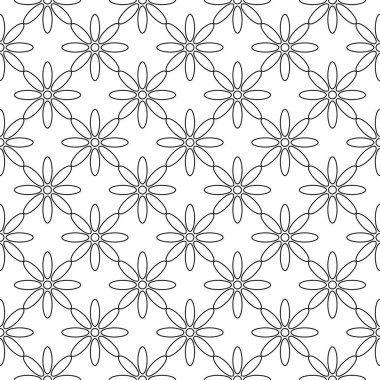 Beyaz arka planda siyah çiçek süsleme. Tekstil ve duvar kağıtları için seamless modeli