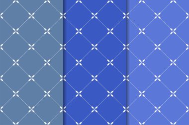Mavi geometrik süsler. Web, Tekstil ve duvar kağıtları için dikey Dikişsiz desen seti