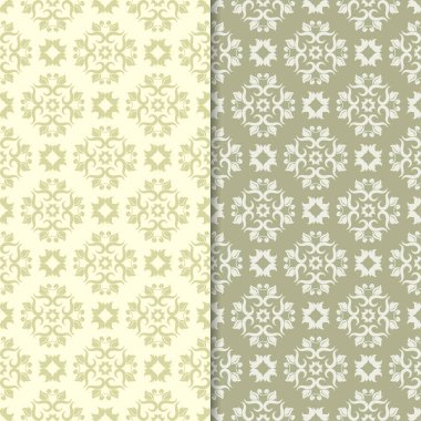 Zeytin yeşili çiçek arka planlar. Tekstil ve duvar kağıtları için dikişsiz desen seti