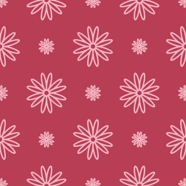 Kırmızı zemin üzerine çiçek süsleme. Tekstil ve duvar kağıtları için seamless modeli