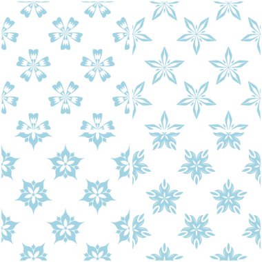 Çiçek desenleri. Beyaz ışık mavi öğeleri kümesi. Sorunsuz arka planlar. Vektör çizim