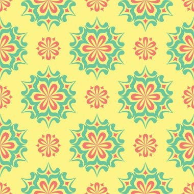 Çiçek seamless modeli. Arka plan duvar kağıtları, Tekstil ve kumaş için pembe ve yeşil çiçek öğeleri ile parlak renkli