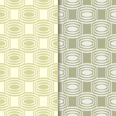Zeytin yeşili geometrik süsler. Web, Tekstil ve duvar kağıtları için dikişsiz desen seti