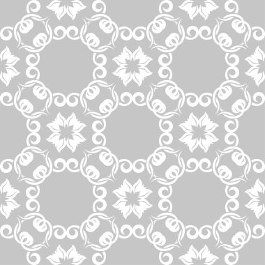 Gri ve beyaz çiçek süsleme. Tekstil ve duvar kağıtları için seamless modeli