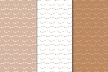 Kahverengi ve beyaz geometrik süsler. Web, Tekstil ve duvar kağıtları için dikişsiz desen seti