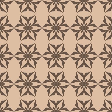 Bej renkli arka plan üzerinde kahverengi çiçek süs tasarım. Tekstil ve duvar kağıtları için seamless modeli