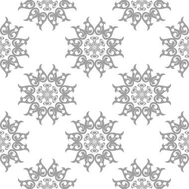 Beyaz arka plan üzerine açık gri çiçek süsleme. Tekstil ve duvar kağıtları için seamless modeli