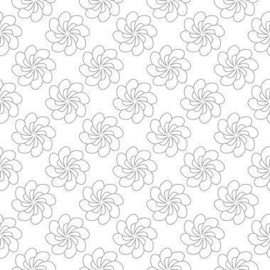 Beyaz arka plan üzerine açık gri çiçek süsleme. Tekstil ve duvar kağıtları için seamless modeli