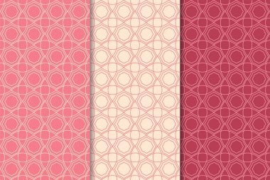 Kiraz kırmızısı geometrik süsler. Web, Tekstil ve duvar kağıtları için dikey Dikişsiz desen seti