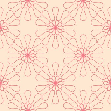 Bej renkli arka plan üzerinde kırmızı çiçekler. Tekstil ve duvar kağıtları için süs seamless modeli