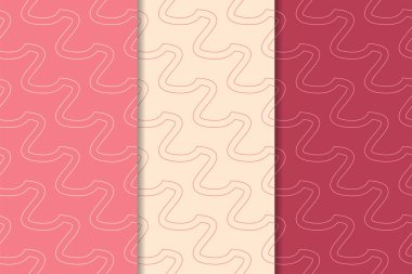 Kiraz kırmızı geometrik yazdırır. Web, Tekstil ve duvar kağıtları için dikey Dikişsiz desen seti