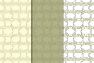 Zeytin yeşili ve beyaz geometrik süsler. Web, Tekstil ve duvar kağıtları için dikey Dikişsiz desen seti