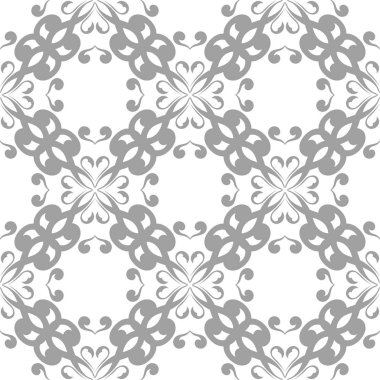 Beyaz arka plan üzerine açık gri çiçek süsleme. Tekstil ve duvar kağıtları için seamless modeli