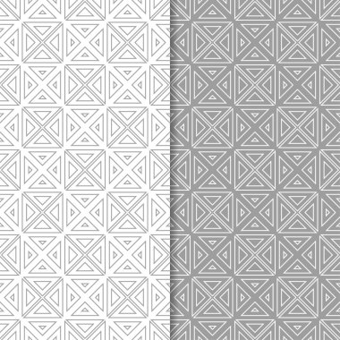Gri ve beyaz geometrik süsler. Web, Tekstil ve duvar kağıtları için dikişsiz desen seti