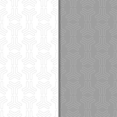 Gri ve beyaz geometrik parmak izi. Web, Tekstil ve duvar kağıtları için dikişsiz desen seti