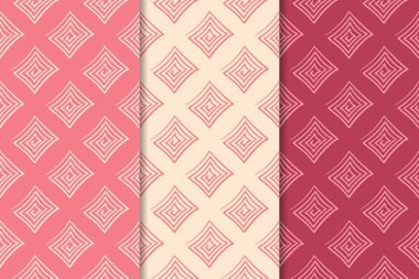 Web, Tekstil ve duvar kağıtları için dikey Dikişsiz desen kiraz kırmızı geometrik dizi