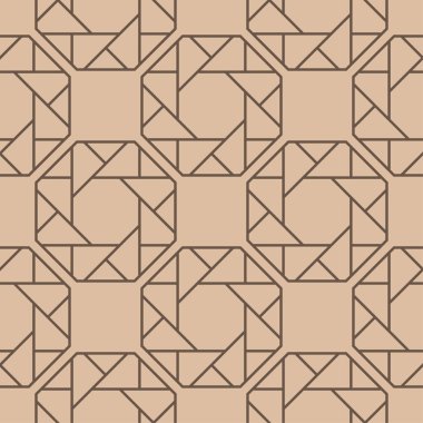 Bej ve kahverengi geometrik süsleme. Web, Tekstil ve duvar kağıtları için seamless modeli