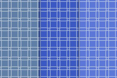 Mavi geometrik süsler. Web, Tekstil ve duvar kağıtları için dikey Dikişsiz desen seti