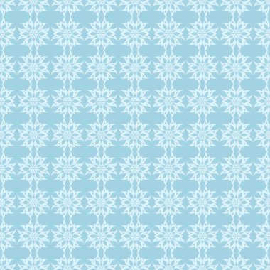 Beyaz ve mavi çiçek desenli. Tekstil ve duvar kağıtları için sorunsuz süsleme