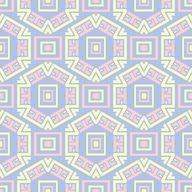 Duvar kağıtları, Tekstil ve kumaş için bej ve pembe elemanları ile geometrik mavi seamless modeli