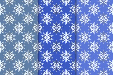 Mavi çiçekli süsler. Duvar kağıtları ve kumaşlar için dikey Dikişsiz desen seti