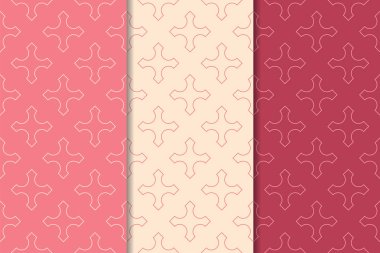 Kiraz kırmızısı geometrik süsler. Web, Tekstil ve duvar kağıtları için dikey Dikişsiz desen seti