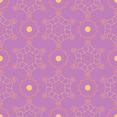 Geometrik menekşe seamless modeli. Parlak renkli arka plan duvar kağıtları, Tekstil ve kumaş için pembe ve sarı öğeler