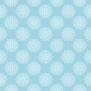 Mavi zemin üzerine beyaz çiçek desenli. Tekstil ve duvar kağıtları için sorunsuz süsleme