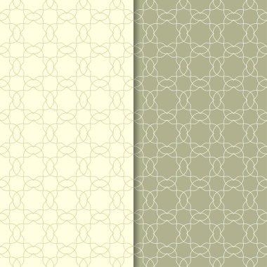 Zeytin yeşili geometrik süsler. Web, Tekstil ve duvar kağıtları için dikişsiz desen seti
