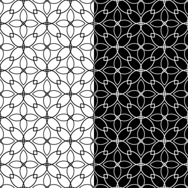 Web, Tekstil ve duvar kağıtları için dikişsiz desen siyah ve beyaz geometrik ayarla