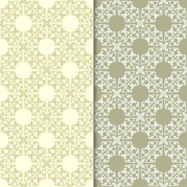 Zeytin yeşili çiçek arka planlar. Tekstil ve duvar kağıtları için dikişsiz desen seti