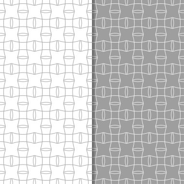 Gri ve beyaz geometrik süsler. Web, Tekstil ve duvar kağıtları için dikişsiz desen seti