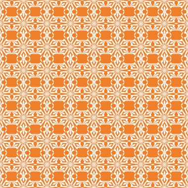 Turuncu zemin üzerine beyaz çiçek süsleme. Tekstil ve duvar kağıtları için seamless modeli