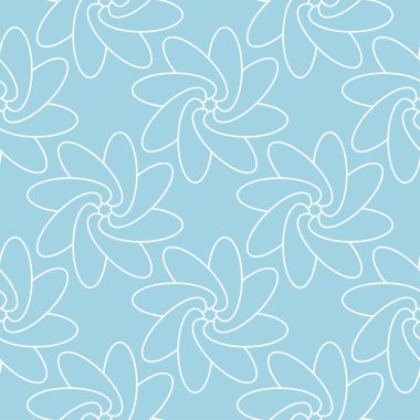 Mavi zemin üzerine beyaz çiçek süsleme. Tekstil ve duvar kağıtları için seamless modeli