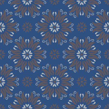 Sorunsuz çiçek desenli. Koyu mavi arka plan duvar kağıtları, Tekstil ve kumaş için çiçek tasarımları ile