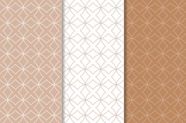 Web, Tekstil ve duvar kağıtları için geometrik Dikişsiz desen kahverengi ve beyaz set