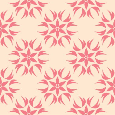 Kırmızı ve bej çiçekli süs. Tekstil ve duvar kağıtları için seamless modeli