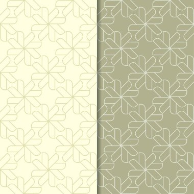 Zeytin yeşili geometrik süsler. Web, Tekstil ve duvar kağıtları için dikişsiz desen seti