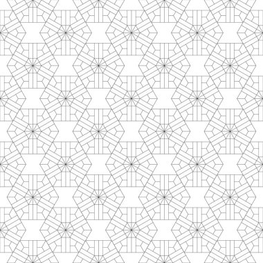 Beyaz arka planda siyah geometrik tasarım. Web, Tekstil ve duvar kağıtları için seamless modeli