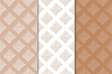 Web, Tekstil ve duvar kağıtları için dikişsiz desen kahverengi ve beyaz geometrik dizi