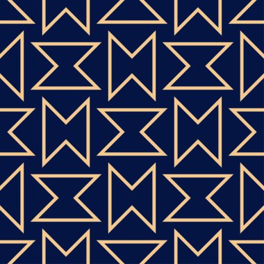 Mavi zemin üzerine altın geometrik süsleme. Web, Tekstil ve duvar kağıtları için seamless modeli