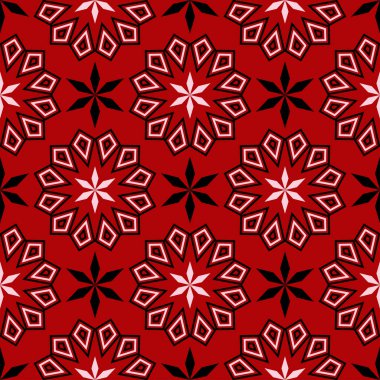 Geometrik seamless modeli. Siyah kırmızı beyaz bir arka plan duvar kağıtları, Tekstil ve kumaş için