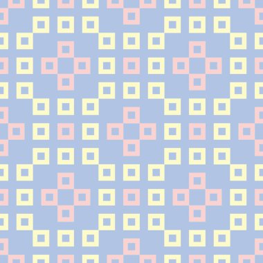 Mavi geometrik seamless modeli. Arka plan bej ve pembe öğeler duvar kağıtları, Tekstil ve kumaş için