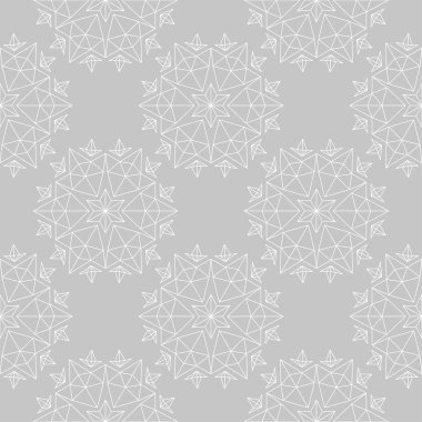 Gri arka plan üzerinde beyaz çiçek süsleme. Tekstil ve duvar kağıtları için seamless modeli