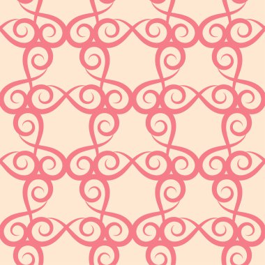 Bej renkli arka plan üzerinde kırmızı çiçekler. Tekstil ve duvar kağıtları için süs seamless modeli