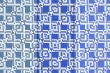 Mavi geometrik süsler. Web, Tekstil ve duvar kağıtları için dikey Dikişsiz desen seti