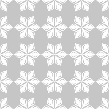 Gri arka plan üzerinde beyaz çiçekler. Tekstil ve duvar kağıtları için süs seamless modeli