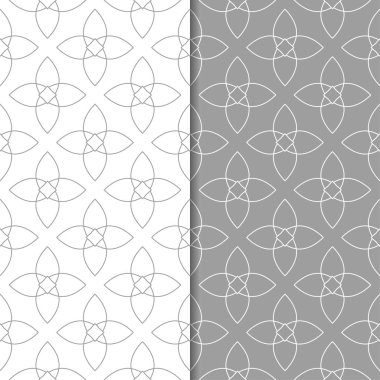 Gri ve beyaz geometrik süsler. Web, Tekstil ve duvar kağıtları için dikişsiz desen seti