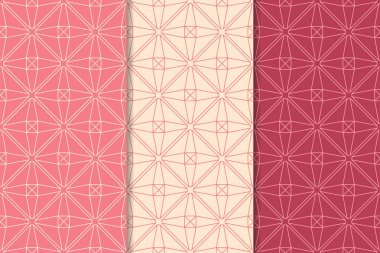 Kiraz kırmızı geometrik yazdırır. Web, Tekstil ve duvar kağıtları için dikey Dikişsiz desen seti