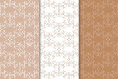 Kahverengi çiçek arka planlar. Tekstil ve duvar kağıtları için dikişsiz desen seti